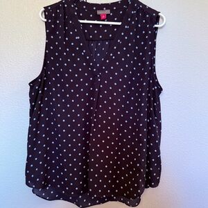 Vince Camuto Sleeveless Navy & Light Blue  Polka Dot Blouse